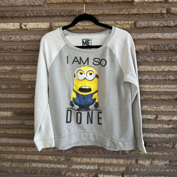 Despicable Me Minions " I am So Done" Sweatshirt Size Juniors Large - Picture 4 of 5